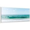 image:imageKate and Laurel Beach Ocean Day over Blue Clear Waters Framed Canvas Wall Art by Alicia Abla 40 x 18 Sylvie White Coastal Landscapes Nature Art for Wall Decor Living Room Bedroom