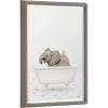 image:imageKate and Laurel Blake Baby Elephant Bath Time with Rubber Ducky Framed Printed Glass Wall Art by Amy Peterson Art Studio 18x24 Gray Cute Animal Art for Wall