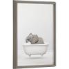 image:imageKate and Laurel Blake Baby Elephant Solo Bathtub Framed Printed Glass Wall Art by Amy Peterson 18x24 Gray Adorable Animal Art for Wall