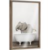 image:imageKate and Laurel Blake Baby Elephant in the Tub Color Framed Printed Glass Wall Art by Amy Peterson Art Studio 18 x 24 Gold Decorative Animal Bathroom Art