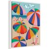 image:imageKate and Laurel Framed Canvas Wall Art Print Coastal Beach Umbrellas by Rachel Lee 18 x 24 Sylvie White Frame Coastal Beach Art for Wall Decor