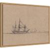 image:imageKate and Laurel Framed Canvas Wall Art Print Sketch of Ships Clarkson Stanfields by Nostalgia Prints 24 x 18 Sylvie Natural Frame Vintage Beach Art for Wall Decor