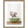 image:imageKate and Laurel Framed Wall Art Print Baby Elephant in Transitional Bathtub by Amy Peterson 20 x 26 Woodgrain Stripe Mocha Frame Whimsical Animal Art for Wall Decor26L x 20W