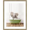 image:imageKate and Laurel Framed Wall Art Print Baby Elephant in Transitional Bathtub by Amy Peterson 20 x 26 Woodgrain Stripe Mocha Frame Whimsical Animal Art for Wall Decor34L x 27W