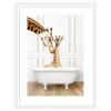 image:imageKate and Laurel Framed Wall Art Print Mother and Baby Giraffe in Traditional Vintage Bathtub by Amy Peterson 21 x 27 Oliver White Narrow Frame Whimsical Animal Art for Wall Decor27L x 21W
