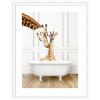 image:imageKate and Laurel Framed Wall Art Print Mother and Baby Giraffe in Traditional Vintage Bathtub by Amy Peterson 21 x 27 Oliver White Narrow Frame Whimsical Animal Art for Wall Decor35L x 28W