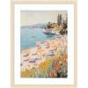 image:imageKate and Laurel Framed Wall Art Print Sunny Beach Day by Melloi Art Prints 20 x 26 Woodgrain Stripe Blonde Frame Coastal Beach Art for Wall Decor26L x 20W