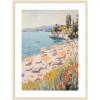image:imageKate and Laurel Framed Wall Art Print Sunny Beach Day by Melloi Art Prints 20 x 26 Woodgrain Stripe Blonde Frame Coastal Beach Art for Wall Decor42L x 32W
