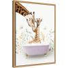 image:imageKate and Laurel Mother and Baby Giraffe in Spring Bathtub Framed Canvas Wall Art by Amy Peterson 18 x 24 Sylvie Natural Whimsical Animals Bathroom Humor Nature Art for Wall Decor Living Room