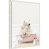 image:imageKate and Laurel Mother and Baby Polar Bear in Cottage Rose Bathtub Framed Canvas Wall Art by Amy Peterson 18 x 24 Sylvie Beaded White Whimsical Animals Bathroom Art for Wall Decor Living Room