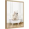 image:imageKate and Laurel Mother and Baby Polar Bear in Traditional Vintage Bathtub Framed Canvas Wall Art by Amy Peterson 18 x 24 Sylvie Natural Traditional Animals Bathroom Art for Wall Decor Living Room