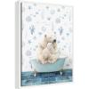 image:imageKate and Laurel Mother and Baby Polar Bear in Under the Sea Bathtub Framed Canvas Wall Art by Amy Peterson 18 x 24 Sylvie White Whimsical Animals Bathroom Beach Art for Wall Decor Living Room