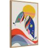 image:imageKate and Laurel Retro Coastal Mom and Baby Whales Framed Canvas Wall Art by Rachel Lee 23 x 33 Sylvie Natural Whimsical Abstract Beach Art for Wall Decor Living Room Bedroom