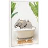 image:imageKate and Laurel Sylvie Beaded Baby Elephant Bali Bath Vintage Framed Canvas Wall Art by Amy Peterson 18x24 White Modern Fun Elephant Bathtub Wall Art for Home Dcor