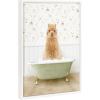 image:imageKate and Laurel Sylvie Beaded Baby Golden Alpaca in Country Cottage Bath Vintage Framed Canvas Wall Art by Amy Peterson 18x24 White Modern Fun Alpaca Bathtub Wall Art for Home Dcor