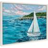 image:imageKate and Laurel Sylvie Marthas Vineyard Framed Canvas Wall Art by Emily Kenney 18x24 White Ocean Sailboat Painting Art for Wall