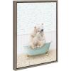 image:imageKate and Laurel Sylvie Mother and Baby Polar Bear in Little Fish Bath Framed Canvas Wall Art by Amy Peterson Art Studio 18x24 Gray Cute Animal Bathtub Art for Wall