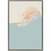 image:imageKate and Laurel Sylvie Sea Breeze Surfer Girl Framed Canvas Wall Art by Hannah Beisang 23x33 Gray Decorative Beach Art for Wall