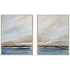 image:imageKate and Laurel Sylvie Sunday Morning Framed Canvas Wall Art by Mary Sparrow 2 Piece 18x24 White Relaxing Coastal Art Piece for Wall