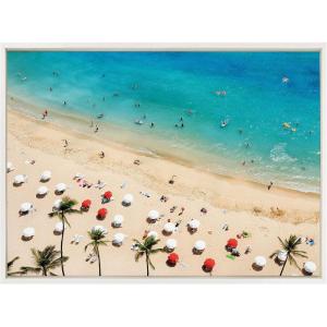 image:imageDesignOvation Sylvie Tropical Beach Framed Canvas Wall Art by Simon Te 23x33 White Beautiful Beach Wall Decor for Living Room Entryway Bedroom Or Bathroom