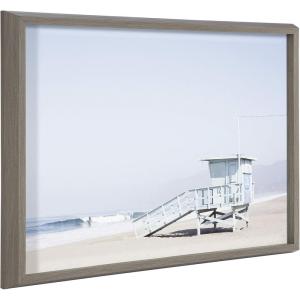 image:imageKate and Laurel Blake Pale Blue Life Guard Tower Framed Printed Glass Wall Art by Caroline Mint 18x24 Gray Coastal Art for Wall