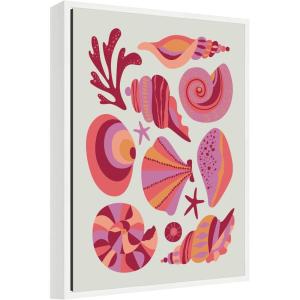 image:imageKate and Laurel Coastal Ocean Seashells Framed Canvas Wall Art by Rachel Lee 18 x 24 Sylvie White Coastal Beach Abstract Art for Wall Decor Living Room Bedroom