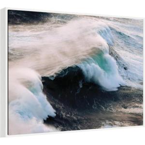 image:imageKate and Laurel Crashing Waves on the Portuguese Coast Framed Canvas Wall Art by Michael Schauer 42 x 32 Sylvie White Coastal Nature Landscapes Beach Art for Wall Decor Living Room Bedroom