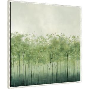 image:imageKate and Laurel Framed Canvas Wall Art Print Abstract Green Trees by The Creative Bunch Studio 30 x 30 Sylvie Beaded White Frame Modern Contemporary Abstract Art for Wall Decor