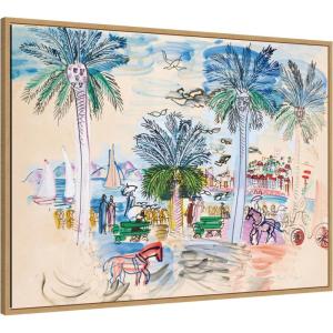 image:imageKate and Laurel Framed Canvas Wall Art Print Cannes le Suquet Croisette Raoul Dufy by Nostalgia Prints 38 x 28 Sylvie Natural Frame Whimsical Tropical Art for Wall Decor