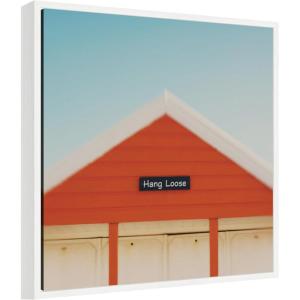image:imageKate and Laurel Framed Canvas Wall Art Print Hang Loose by Laura Evans 22 x 22 Sylvie White Frame Coastal Beach Art for Wall Decor