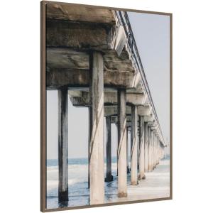 image:imageKate and Laurel Framed Canvas Wall Art Print Pier Over The Water by Alicia Abla 28 x 38 Sylvie Walnut Frame Modern Contemporary Beach Art for Wall Decor
