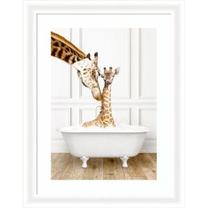 image:imageKate and Laurel Framed Wall Art Print Mother and Baby Giraffe in Traditional Vintage Bathtub by Amy Peterson 21 x 27 Oliver White Narrow Frame Whimsical Animal Art for Wall Decor27L x 21W