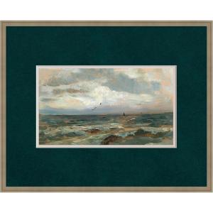 image:imageKate and Laurel Framed Wall Art Print North Sea Olga Wisinger Faux Mat by Nostalgia Prints 42 x 34 Florence Light Brown Frame Traditional Beach Art for Wall Decor