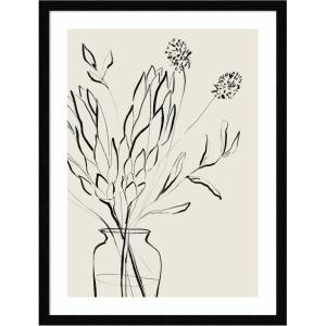 image:imageKate and Laurel Framed Wall Art Print SB Protea Sketch No 2 by Sara Berrenson 19 x 25 Svelte Noir Black Frame Modern Contemporary Still Life Art for Wall DecorSvelte Noir Black