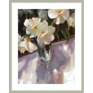 image:imageKate and Laurel Framed Wall Art Print Shadow Dance by Mary Sparrow 22 x 26 Florence Silver Frame Traditional Flowers Still Life Art for Wall Decor42L x 34W