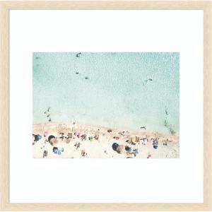 image:imageKate and Laurel Framed Wall Art Print Turquoise Beach from Above No 2 by Amy Peterson 26 x 26 Woodgrain Stripe Blonde Frame Coastal Beach Art for Wall DecorWoodgrain Stripe Blonde