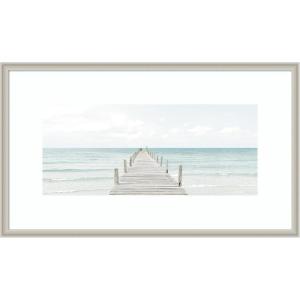 image:imageKate and Laurel Framed Wall Art Print Wooden Pier On The Beach by Amy Peterson 41 x 24 Svelte White Frame Coastal Beach Art for Wall DecorFlorence Silver