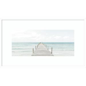 image:imageKate and Laurel Framed Wall Art Print Wooden Pier On The Beach by Amy Peterson 41 x 24 Svelte White Frame Coastal Beach Art for Wall DecorSvelte White