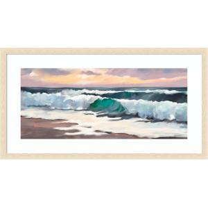 image:imageKate and Laurel Framed Wall Art Print roll tide by Mary Sparrow 42 x 22 Woodgrain Stripe Blonde Frame Coastal Beach Nature Art for Wall Decor42L x 22W