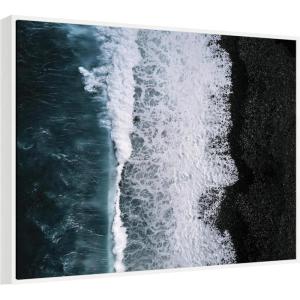image:imageKate and Laurel Ocean Waves on the Black Beach in Iceland Framed Canvas Wall Art by Michael Schauer 42 x 32 Sylvie White Coastal Beach Landscapes Nature Art for Wall Decor Living Room Bedroom