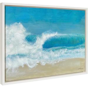 image:imageKate and Laurel Sylvie Beach Day Framed Canvas Wall Art by Julie Maida 18x24 White Decorative Coastal Art Print for Wall