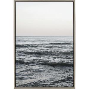 image:imageKate and Laurel Sylvie Calm Ocean Vibes Framed Canvas Wall Art by Vidal Hernandez 23x33 Gray Decorative Beach Art for Wall