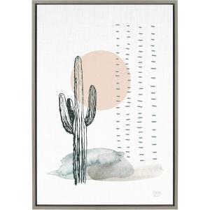 image:imageKate and Laurel Sylvie Desert Cactus Framed Canvas Wall Art by Statement Goods 23x33 Gold Botanical Art for WallGrey