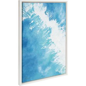 image:imageKate and Laurel Sylvie Into the Blue Framed Canvas Wall Art by Julie Maida 23x33 White Coastal Ocean Blue Wall Art Dcor Set