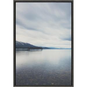 image:imageKate and Laurel Sylvie Lake Tahoe Reflections Framed Canvas Wall Art by Laura Evans 23x33 Gray Decorative Calming Art for Wall