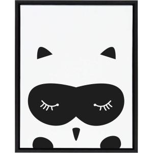 image:imageKate and Laurel Sylvie Modern Baby Owl Framed Canvas Wall Art by Rachel Lee of My Dream Wall 18x24 Black Adorable Animal Art for Wall