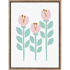 image:imageKate and Laurel Sylvie Scandi Paper Flowers Framed Canvas Wall Art by Myriam Van Neste 18x24 Gold Decorative Floral Art for Wall