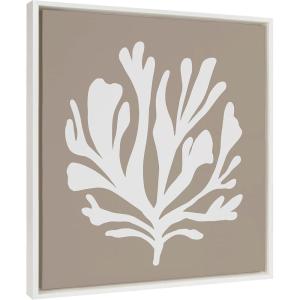 image:imageKate and Laurel Sylvie Sophisticated Neutral Coral Tan Framed Canvas Wall Art by The Creative Bunch Studio 22x22 White Natural Muted Botanical Ocean Art for Wall Decor