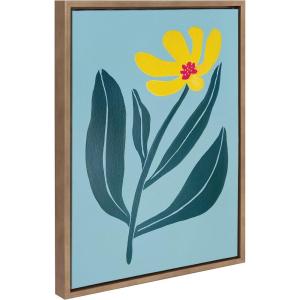 image:imageKate and Laurel Sylvie Yellow Flower Framed Canvas Wall Art by Emma Daisy 18x24 Natural Beautiful Simple Botanical Wall DecorGold