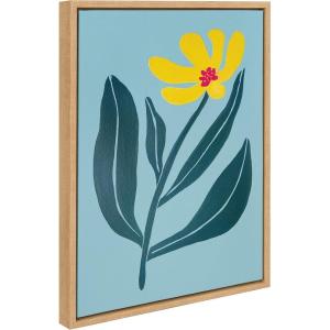 image:imageKate and Laurel Sylvie Yellow Flower Framed Canvas Wall Art by Emma Daisy 18x24 Natural Beautiful Simple Botanical Wall DecorNatural